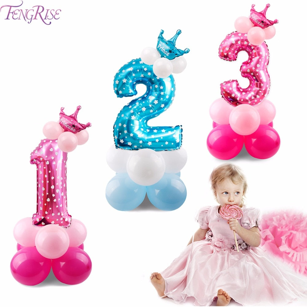 Blue  and Pink Number Balloon for Birthday